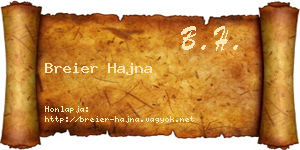 Breier Hajna névjegykártya